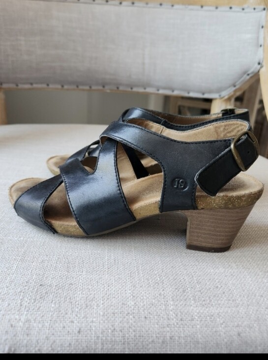Josef Seibel Shoes - Black Leather Strappy Low Heel Sandals Joseph Seibel 7.5